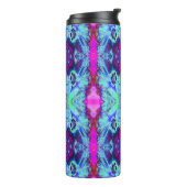 Psychedelic Green and Blue Hibiscus Pattern Thermosbeker (Gedraaid links)