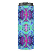 Psychedelic Green and Blue Hibiscus Pattern Thermosbeker (Achterkant)