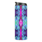 Psychedelic Green and Blue Hibiscus Pattern Thermosbeker (Geroteerd rechts)