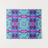Psychedelic Green and Blue Hibiscus Pattern Wandkleed (Voorkant (horizontaal))