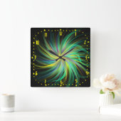 Psychedelic Green Funky Jazzy Trippy Abstracte Art Vierkante Klok (Huis)