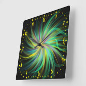 Psychedelic Green Funky Jazzy Trippy Abstracte Art Vierkante Klok (Hoek)