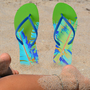 Psychedelic Green Palm Fronds Tropical Teenslippers