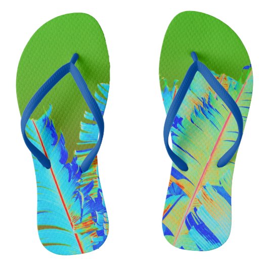 Psychedelic Green Palm Fronds Tropical Teenslippers (Voetbed)