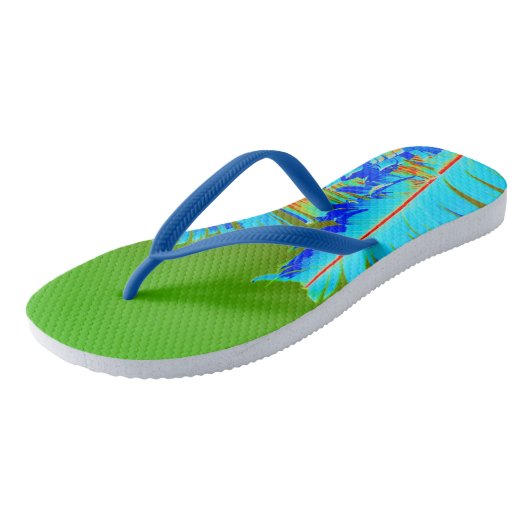 Psychedelic Green Palm Fronds Tropical Teenslippers (Schuin)