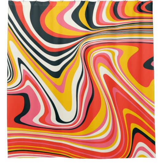 Psychedelic groovy background. Kleurrijk abstract Douchegordijn (Voorkant)