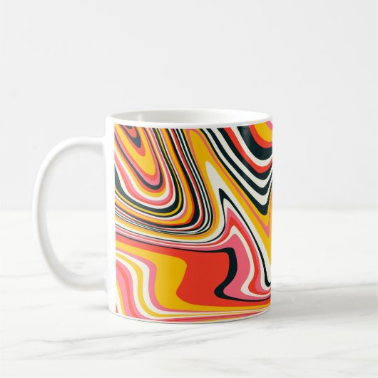 Psychedelic groovy background. Kleurrijk abstract Koffiemok (Links)