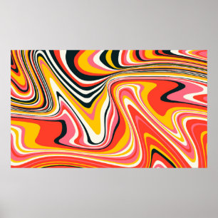 Psychedelic groovy background. Kleurrijk abstract Poster