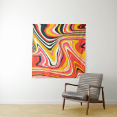 Psychedelic groovy background. Kleurrijk abstract Wandkleed (In situ)