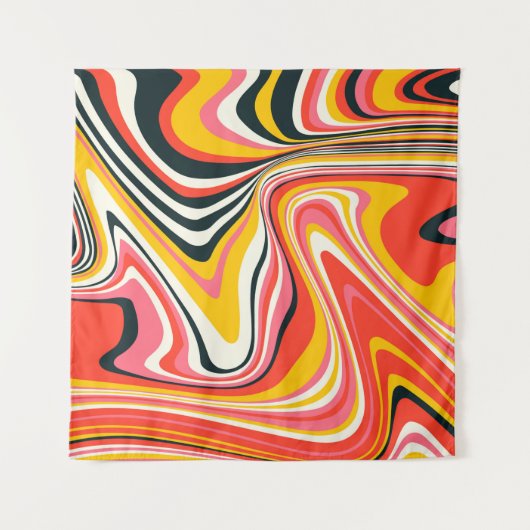 Psychedelic groovy background. Kleurrijk abstract Wandkleed (Voorkant)