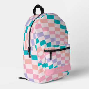 Psychedelic Groovy Checkerboard Bedrukte Rugzak