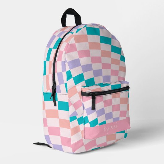 Psychedelic Groovy Checkerboard Bedrukte Rugzak (Achterkant Hoek Links)