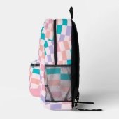 Psychedelic Groovy Checkerboard Bedrukte Rugzak (Rechts)
