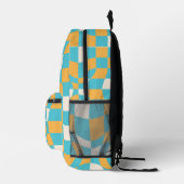 Psychedelic Groovy Checkerboard, Y2K 90s Bedrukte Rugzak (Rechts)
