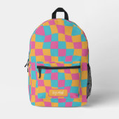 Psychedelic Groovy Checkerboard, Y2K 90s Bedrukte Rugzak (Voorkant)
