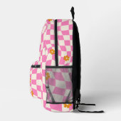 Psychedelic Groovy Daisy Checkerboard, Y2K 90s Bedrukte Rugzak (Rechts)