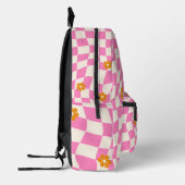 Psychedelic Groovy Daisy Checkerboard, Y2K 90s Bedrukte Rugzak (Links)