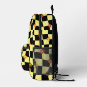Psychedelic Groovy Floral Checkerboard, Y2K 90s Bedrukte Rugzak (Rechts)