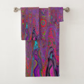 Psychedelic Groovy Magenta Retro Atomic Waves Bad Handdoek (Insitu)
