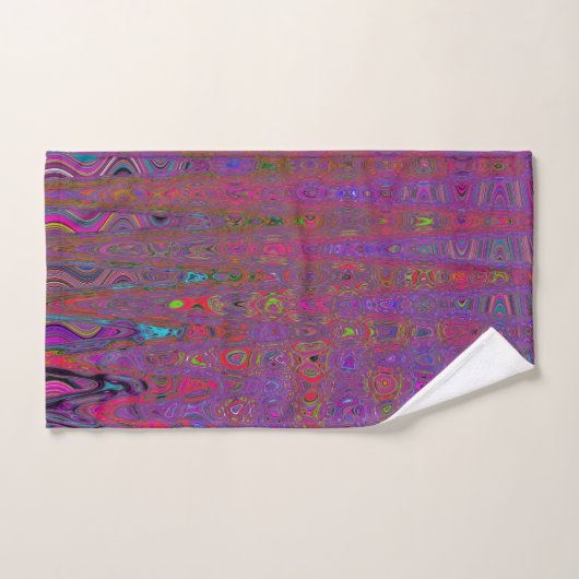 Psychedelic Groovy Magenta Retro Atomic Waves Bad Handdoek (Handdoek)