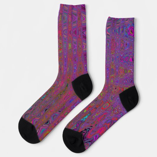 Psychedelic Groovy Magenta Retro Atomic Waves Sokken (Links)