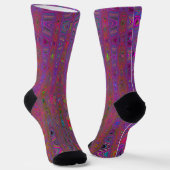Psychedelic Groovy Magenta Retro Atomic Waves Sokken (Gebogen)