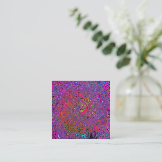Psychedelic Groovy Magenta Retro Liquid Swirl Aanbevelingskaartje (Staand voorkant)