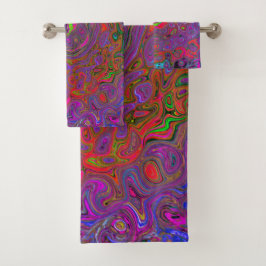 Psychedelic Groovy Magenta Retro Liquid Swirl Bad Handdoek