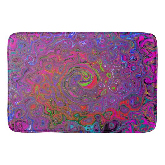 Psychedelic Groovy Magenta Retro Liquid Swirl Badmat (Voorkant)