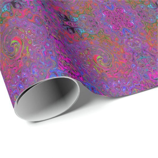 Psychedelic Groovy Magenta Retro Liquid Swirl Cadeaupapier (Rol Hoek)