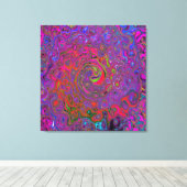 Psychedelic Groovy Magenta Retro Liquid Swirl Canvas Afdruk (Insitu (Houten vloer))