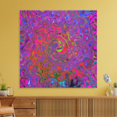 Psychedelic Groovy Magenta Retro Liquid Swirl Canvas Afdruk (Insitu (Woonkamer))