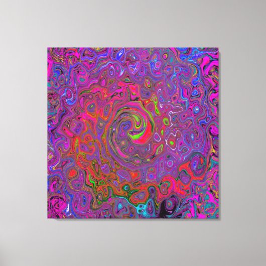 Psychedelic Groovy Magenta Retro Liquid Swirl Canvas Afdruk (Voorkant)