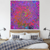 Psychedelic Groovy Magenta Retro Liquid Swirl Canvas Afdruk (Insitu (Slaapkamer))