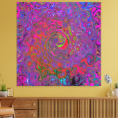 Psychedelic Groovy Magenta Retro Liquid Swirl Canvas Afdruk (Insitu (Woonkamer))