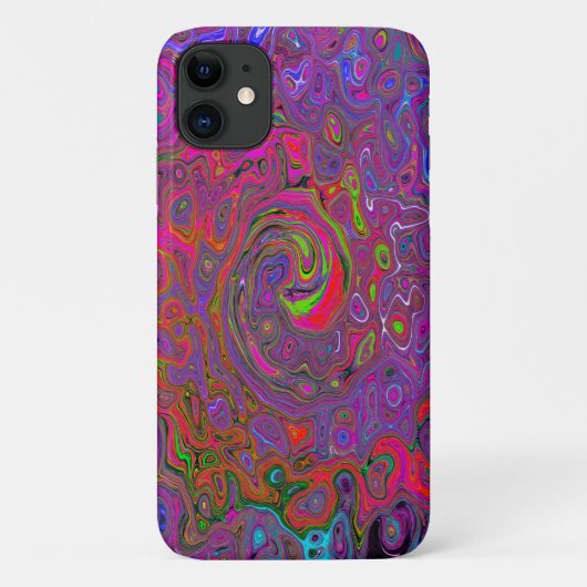 Psychedelic Groovy Magenta Retro Liquid Swirl Case-Mate iPhone Case (Achterkant)