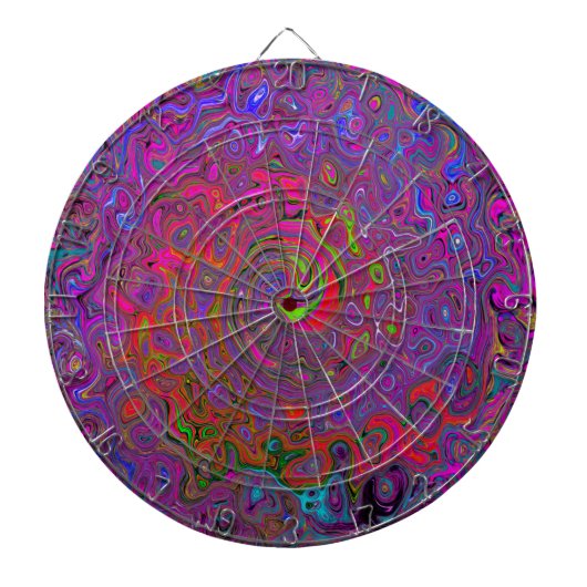 Psychedelic Groovy Magenta Retro Liquid Swirl Dartbord (Voorkant)