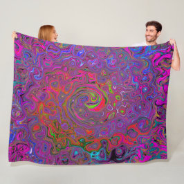 Psychedelic Groovy Magenta Retro Liquid Swirl Fleece Deken