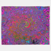 Psychedelic Groovy Magenta Retro Liquid Swirl Fleece Deken (Voorkant (Horizontaal))
