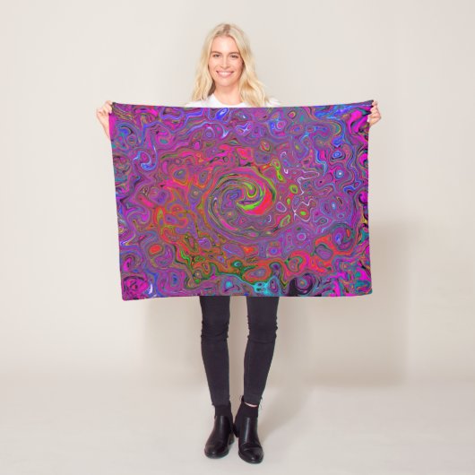 Psychedelic Groovy Magenta Retro Liquid Swirl Fleece Deken (In situ)
