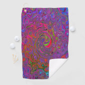 Psychedelic Groovy Magenta Retro Liquid Swirl Golfhanddoek (Insitu)