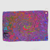 Psychedelic Groovy Magenta Retro Liquid Swirl Golfhanddoek (Horizontaal)