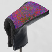 Psychedelic Groovy Magenta Retro Liquid Swirl Golfheadcover (3/4 voorkant)