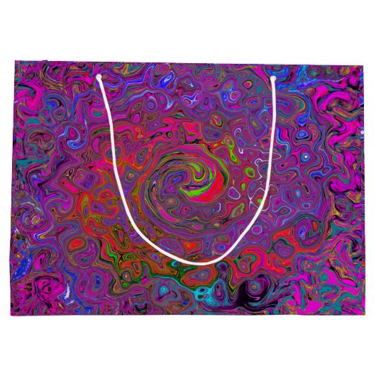 Psychedelic Groovy Magenta Retro Liquid Swirl Groot Cadeauzakje (Achterkant)