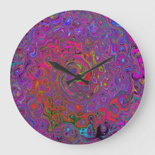 Psychedelic Groovy Magenta Retro Liquid Swirl Grote Klok