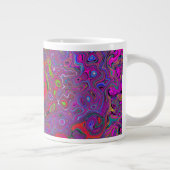Psychedelic Groovy Magenta Retro Liquid Swirl Grote Koffiekop (Rechts)
