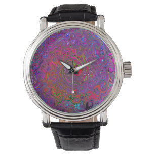Psychedelic Groovy Magenta Retro Liquid Swirl Horloge