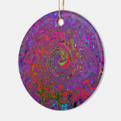Psychedelic Groovy Magenta Retro Liquid Swirl Keramisch Ornament (Links)