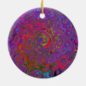 Psychedelic Groovy Magenta Retro Liquid Swirl Keramisch Ornament (Achterkant)