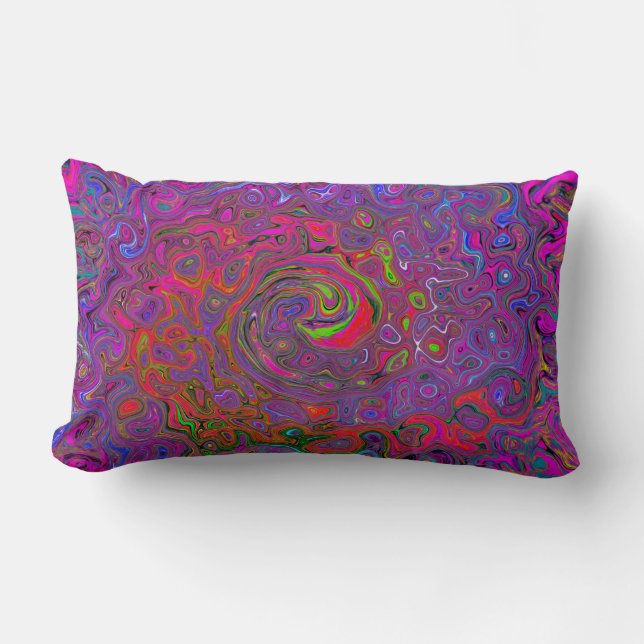 Psychedelic Groovy Magenta Retro Liquid Swirl Kussen (Voorkant)